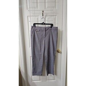LOFT WOMENS A NEW DAY GRAY MIX PLAID MID-RISE SLIM ANKLE, PANTS Size 12